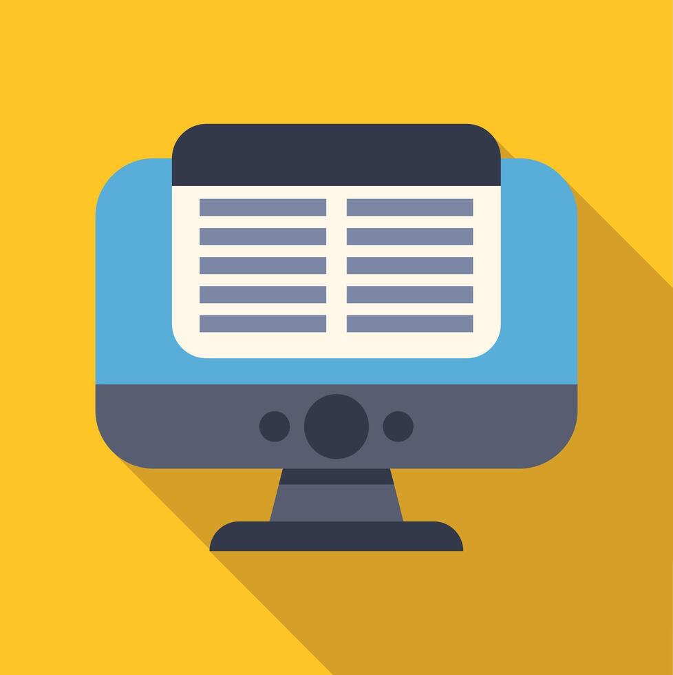 computadora monitor mostrando texto documento plano icono vector