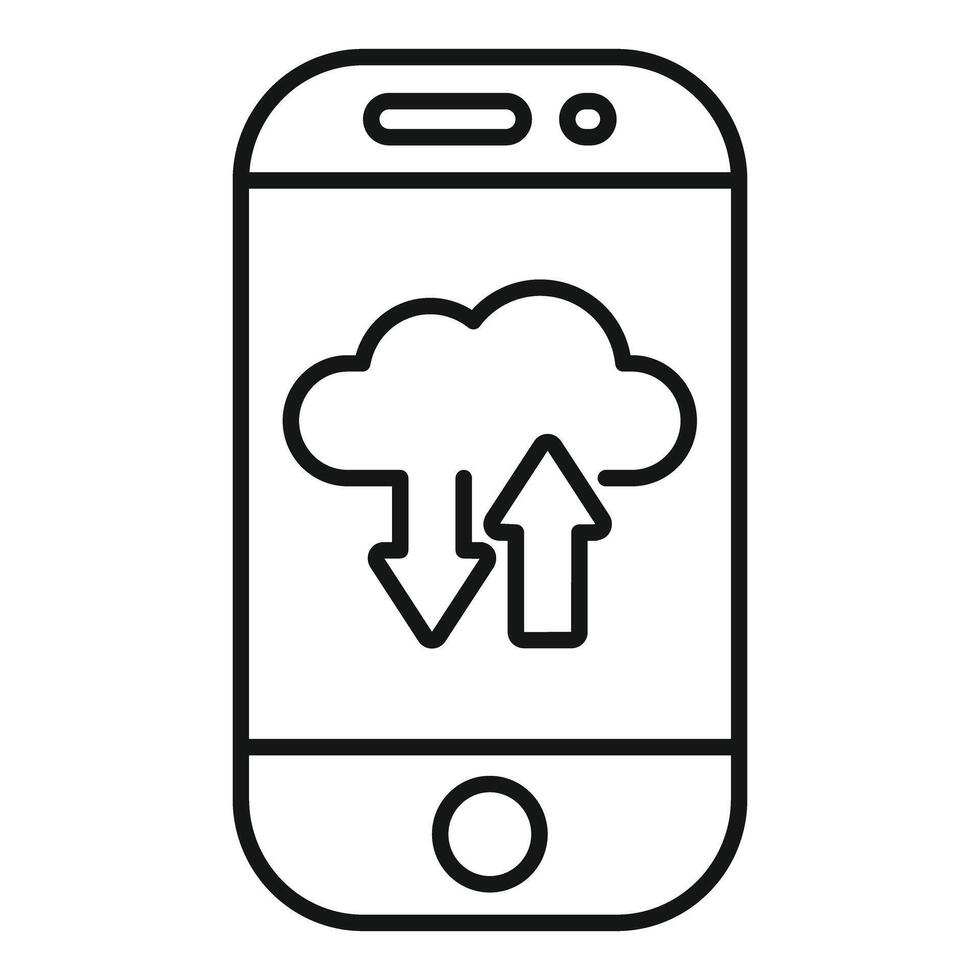 Smartphone with cloud data uploading downloading process vector