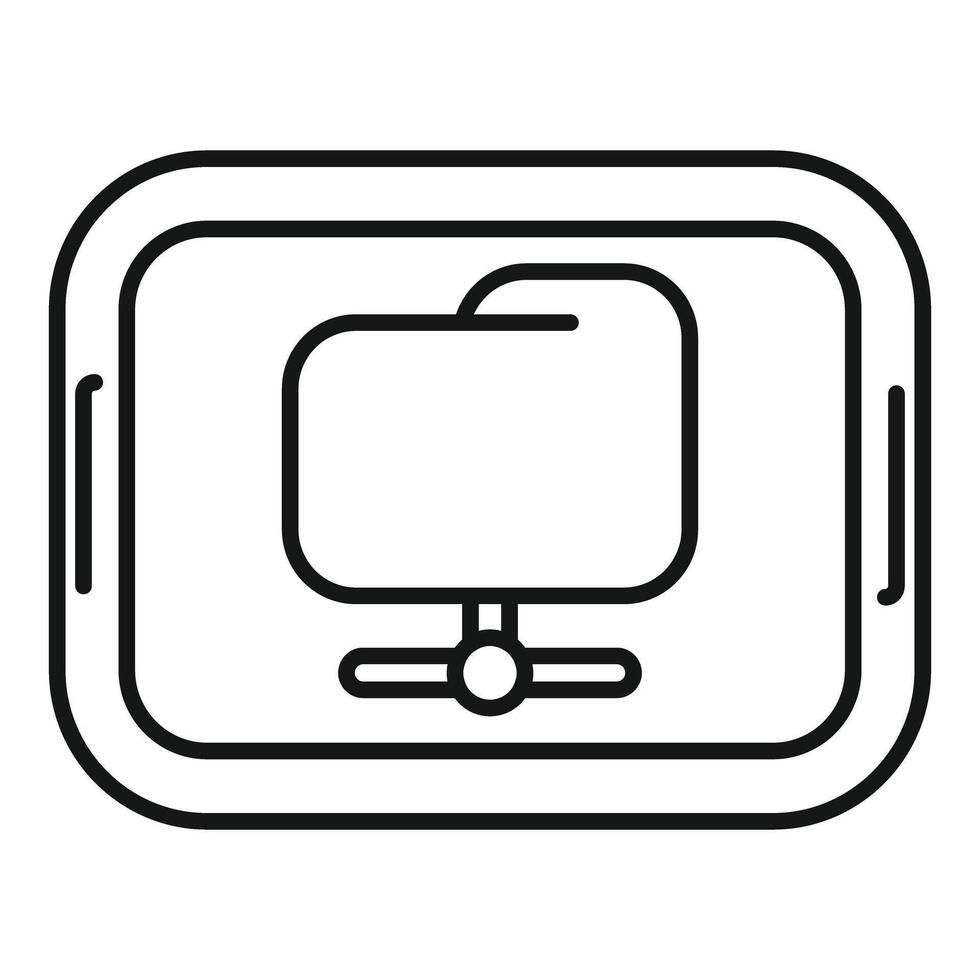 Tablet sharing folder network data access icon vector