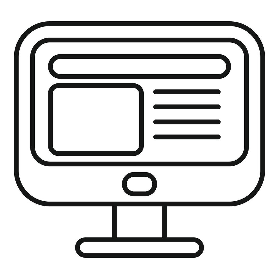 computadora monitor mostrando sitio web interfaz línea Arte vector