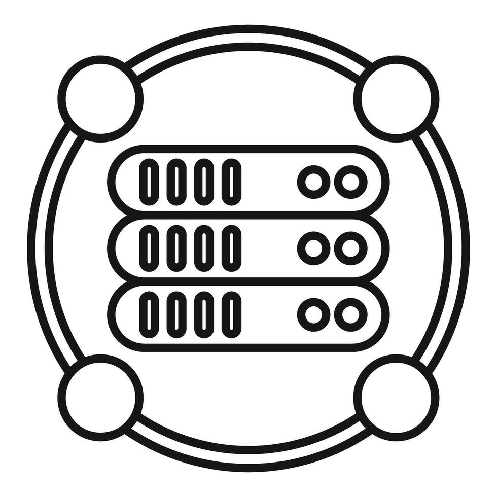 Data center server rack network hosting icon vector