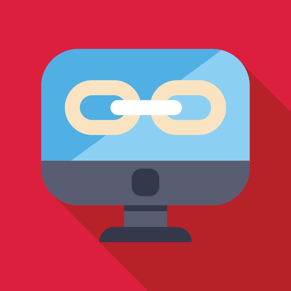 Computer monitor displaying website link chain icon vector