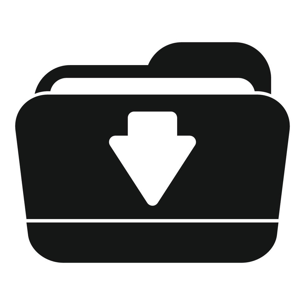 Folder icon showing download arrow for data saving vector