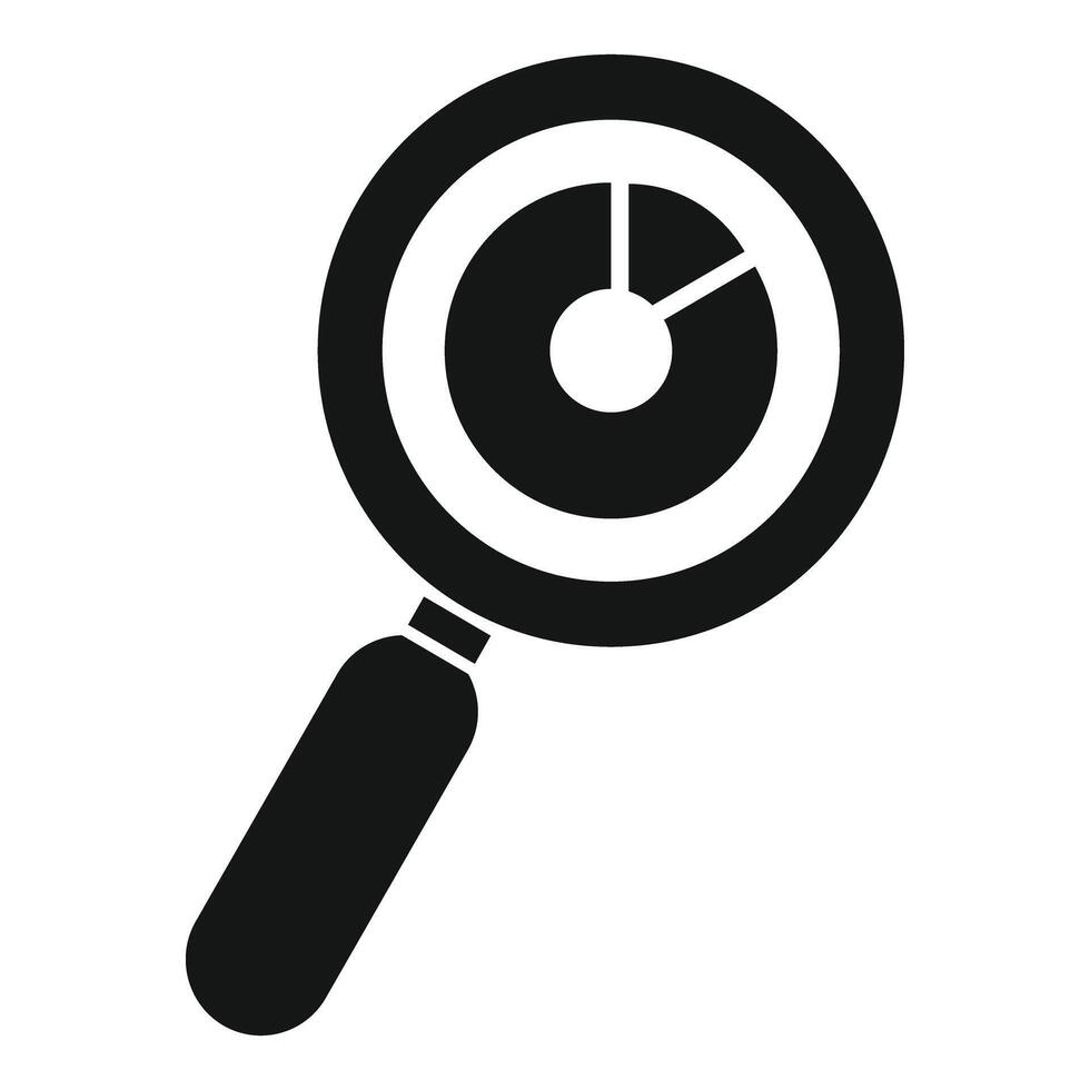 Magnifying glass analyzing data pie chart concept vector