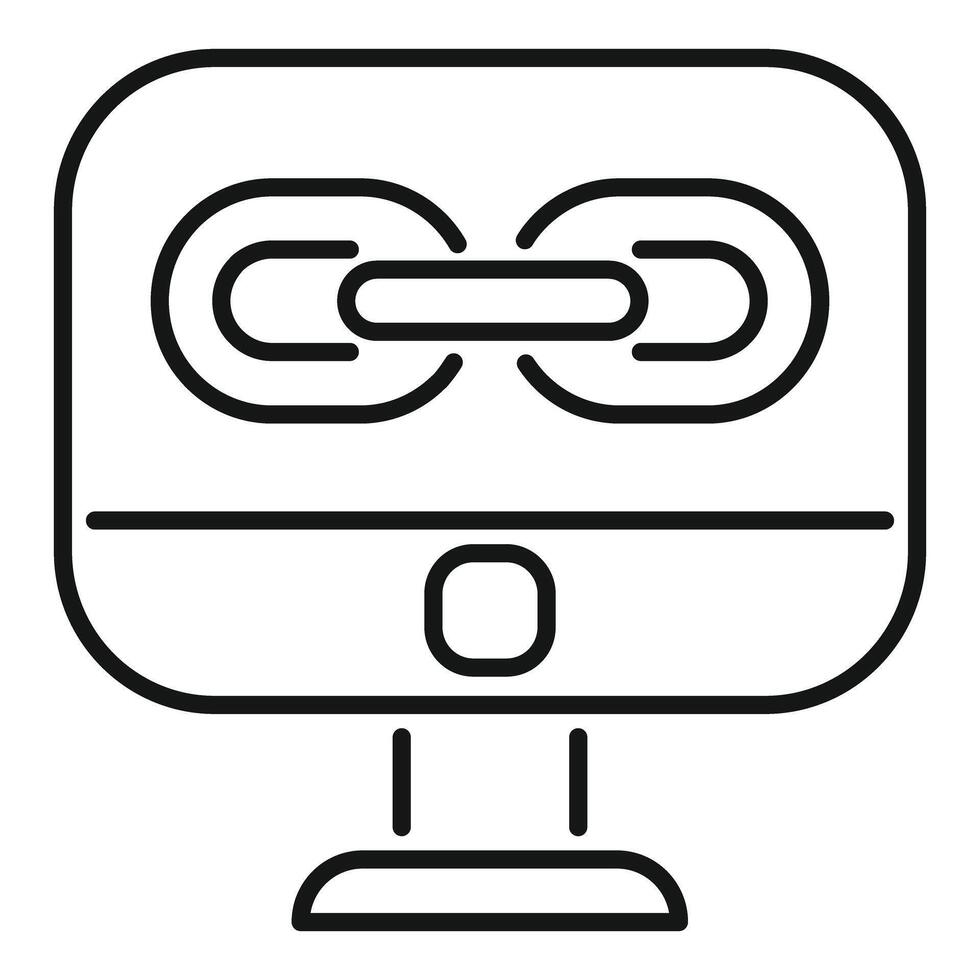 computadora monitor mostrando un web enlace icono vector