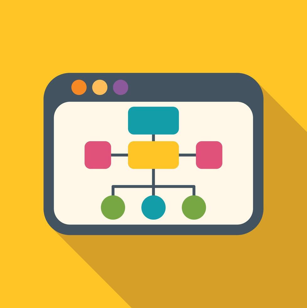 Website sitemap flowchart diagram in browser window vector