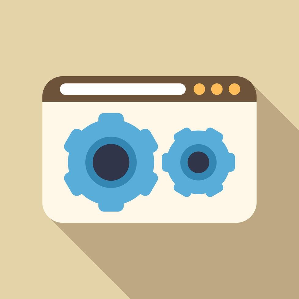 Browser window displaying gears for website settings vector