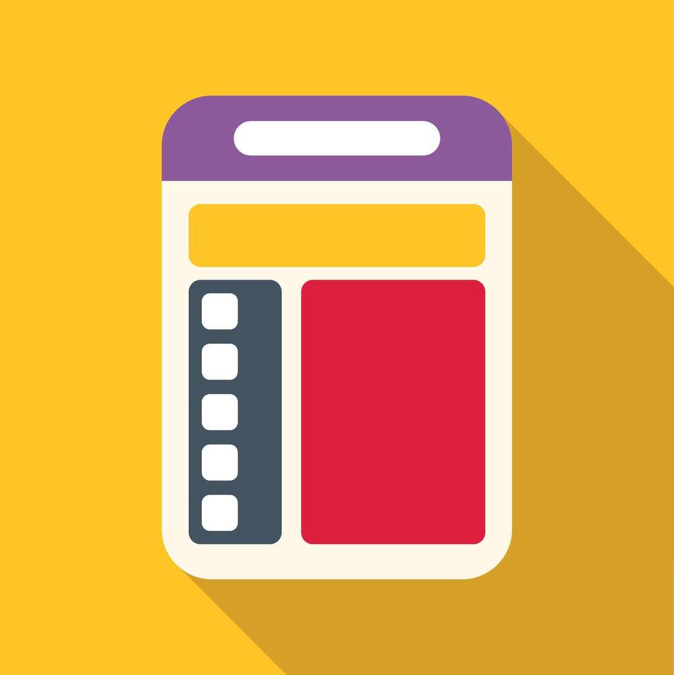 Mobile device user interface screen layout displaying content vector