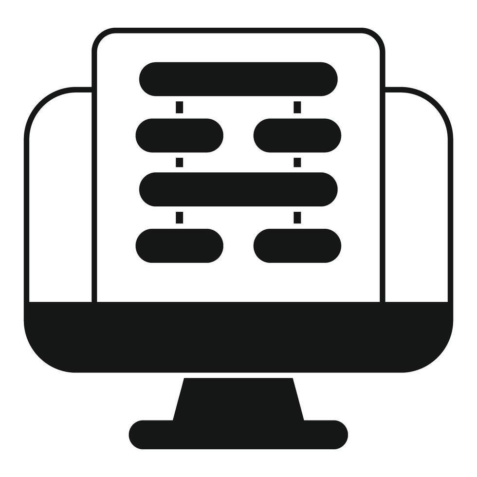 computadora monitor mostrando datos diagrama de flujo jerarquía diagrama vector