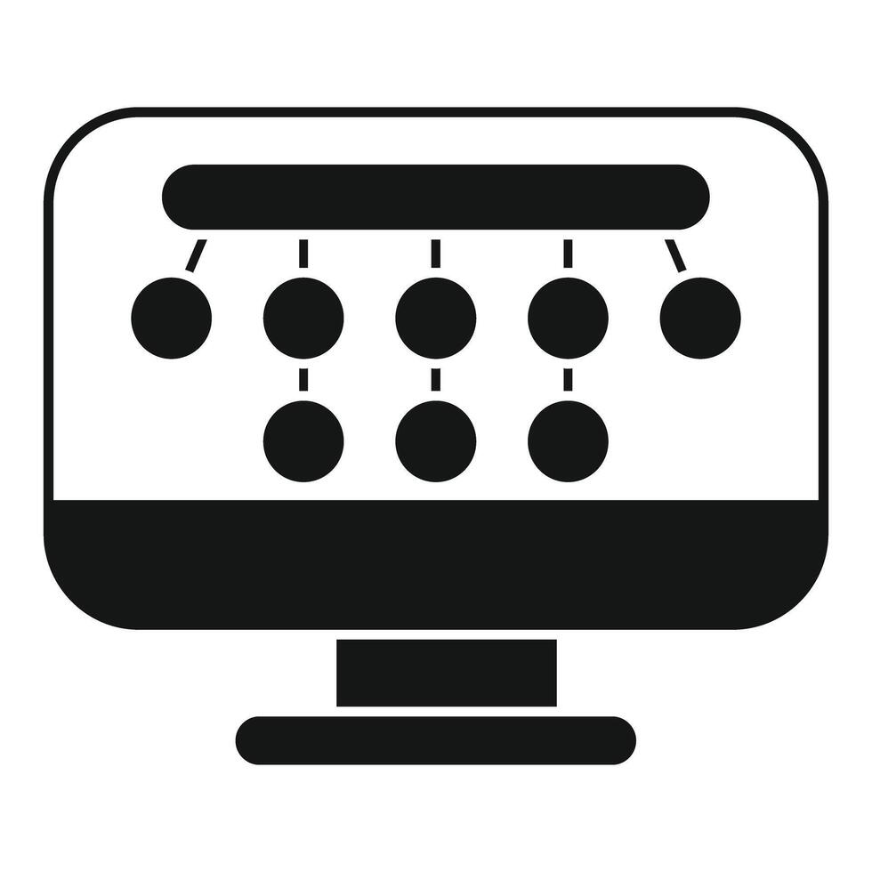 Computer monitor displaying network or data flowchart diagram vector