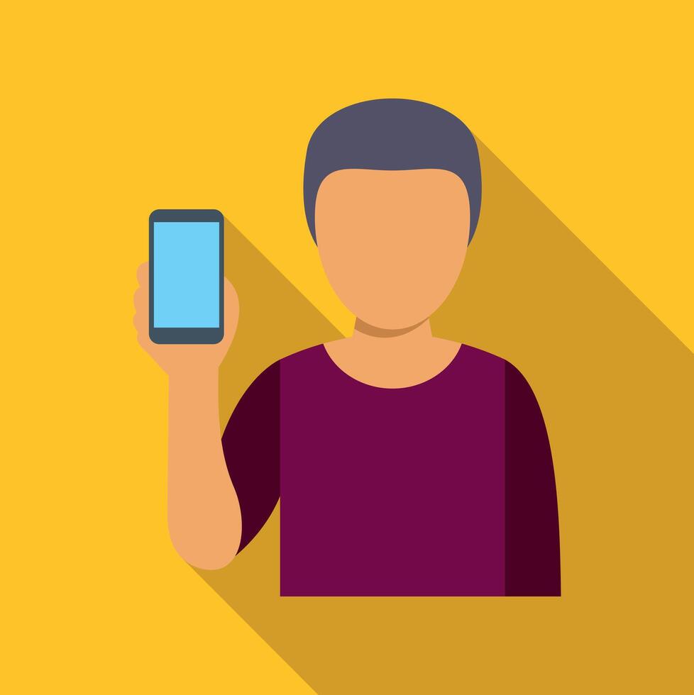 Person showing a mobile phone screen for app usage vector