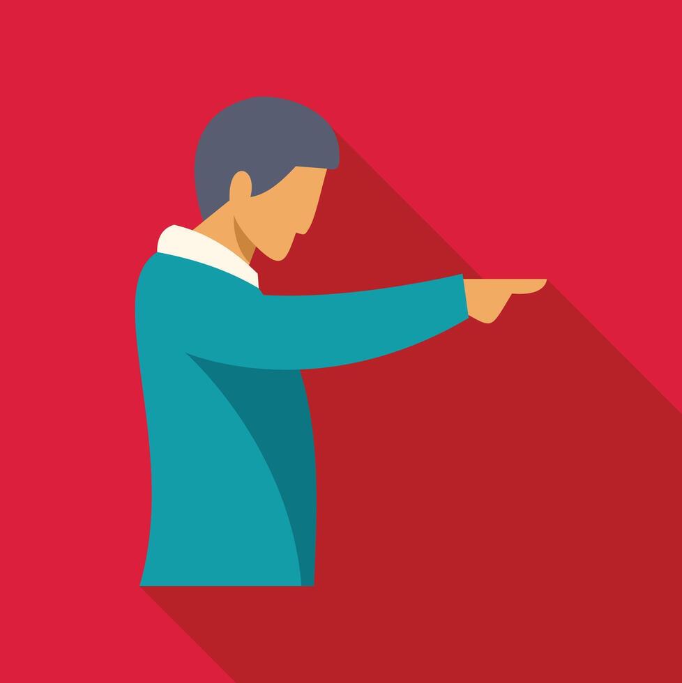 Person pointing finger accusing blame or direction icon vector
