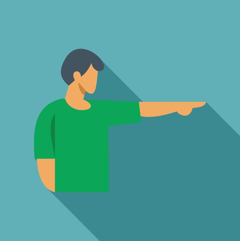 Man pointing right gesture showing direction icon vector