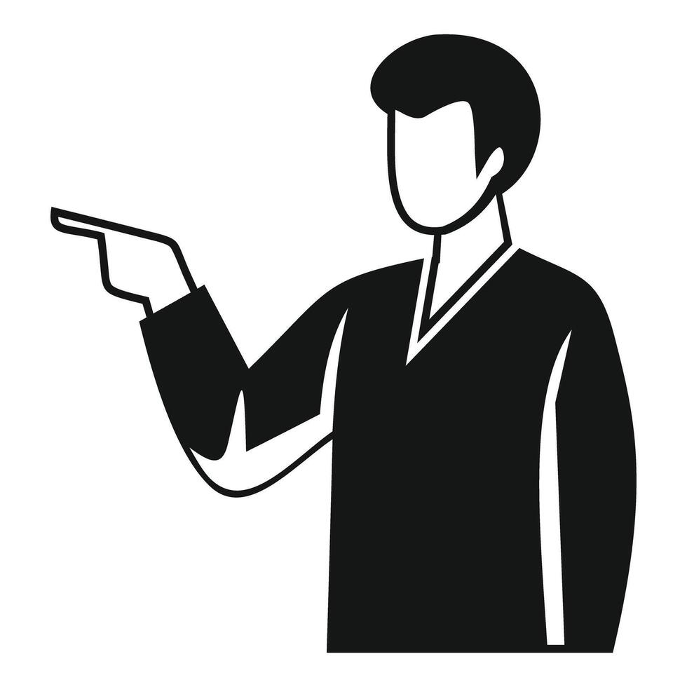Man icon pointing left with index finger vector