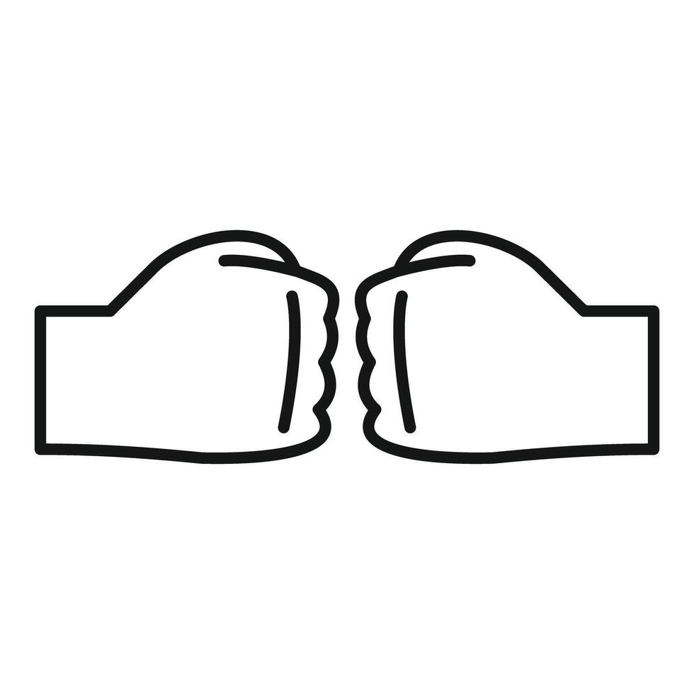 Fists bumping showing agreement, collaboration in outline icon vector