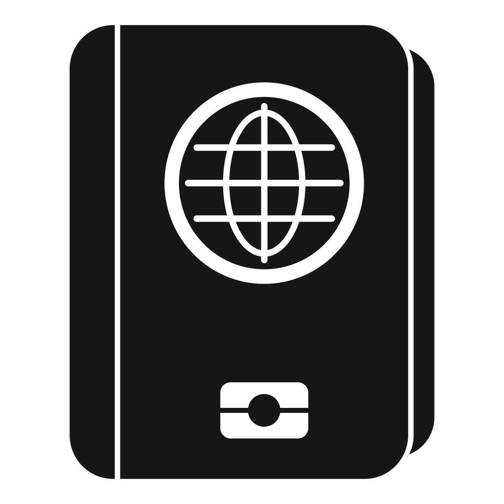 Passport document showing globe and identity chip icon vector