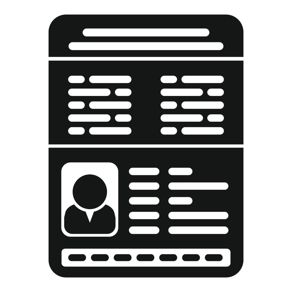 Digital profile showing personal information and user identity vector