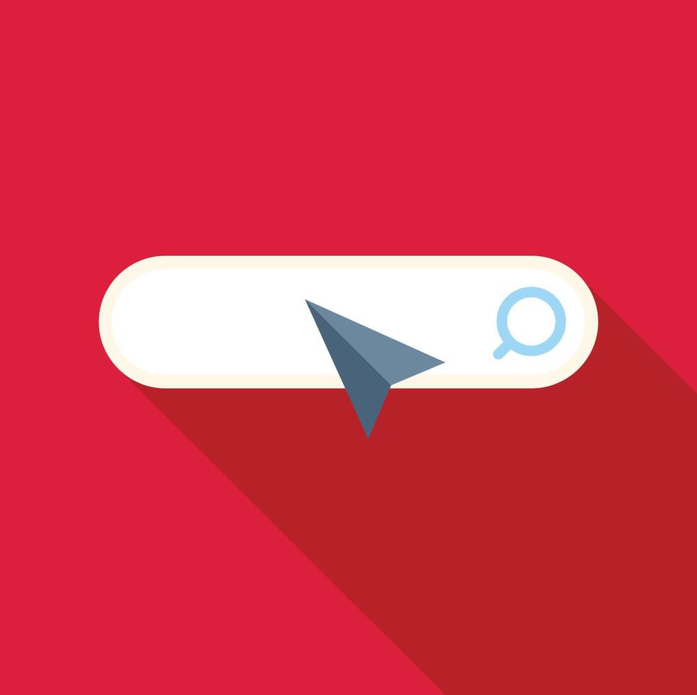 Search bar with mouse pointer clicking magnifying glass vector