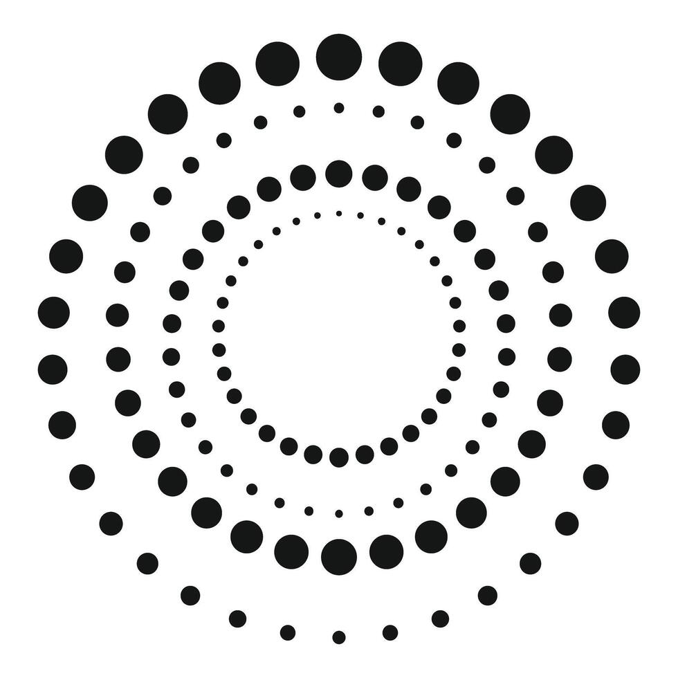 Expanding black dots forming concentric spiral pattern vector