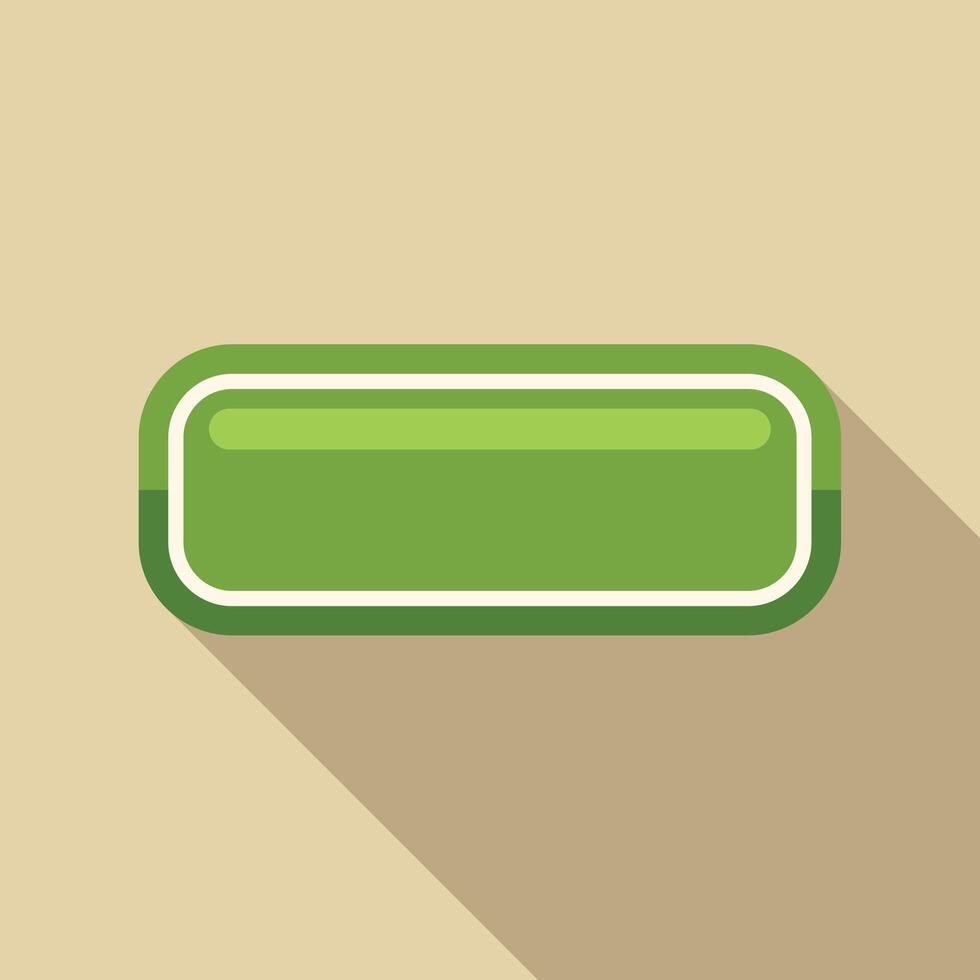 Green blank web button long shadow design vector