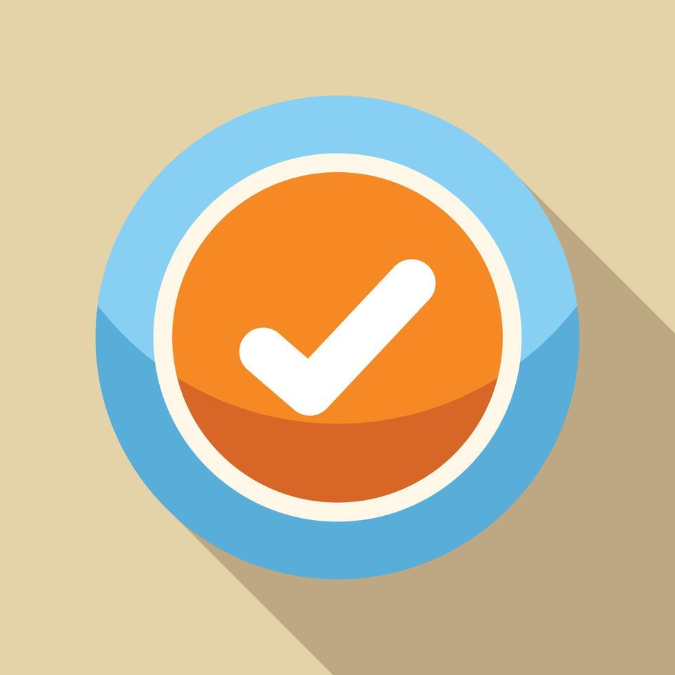 Check mark button indicating success and completion vector