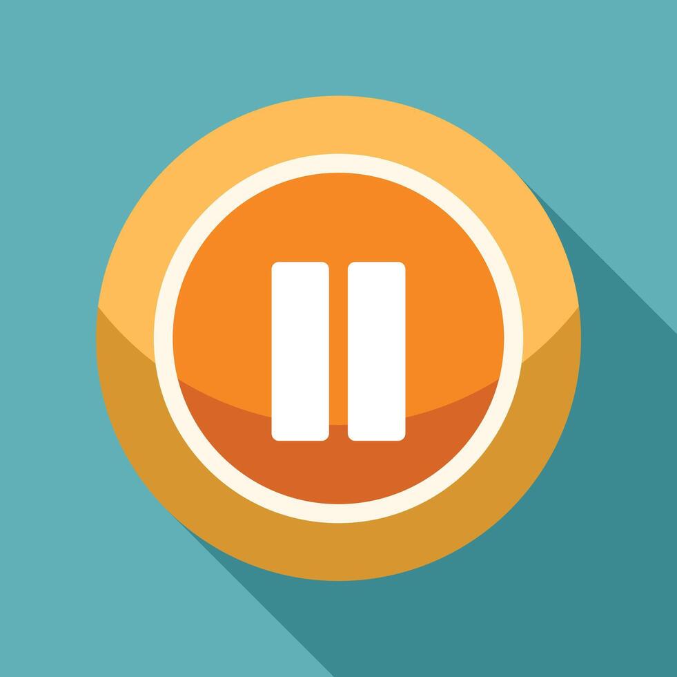 Pause media player button flat design icon vector