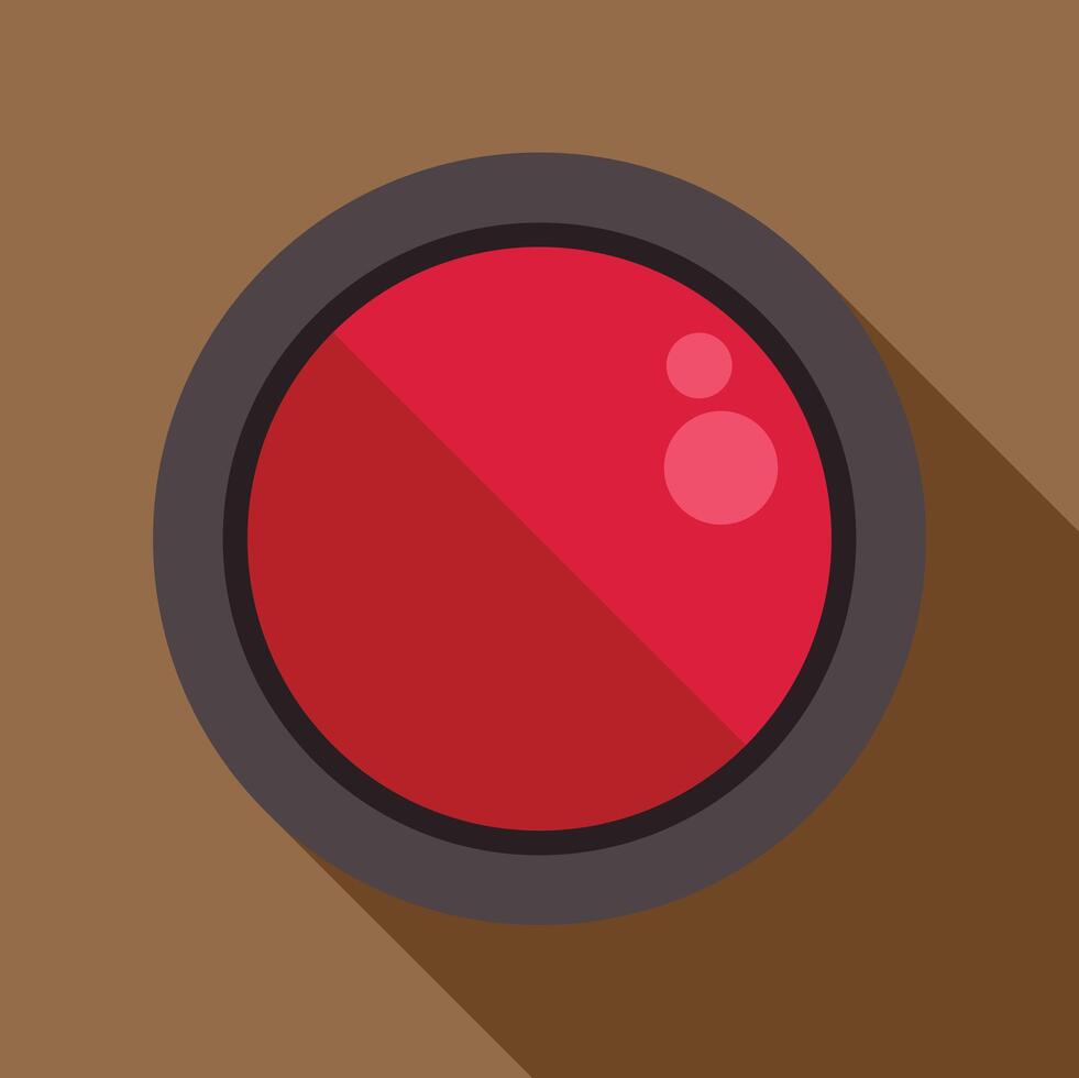 Red warning button icon creating long shadow vector