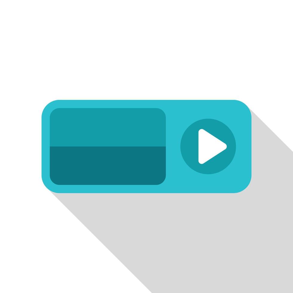 Media play button interface with long shadow vector