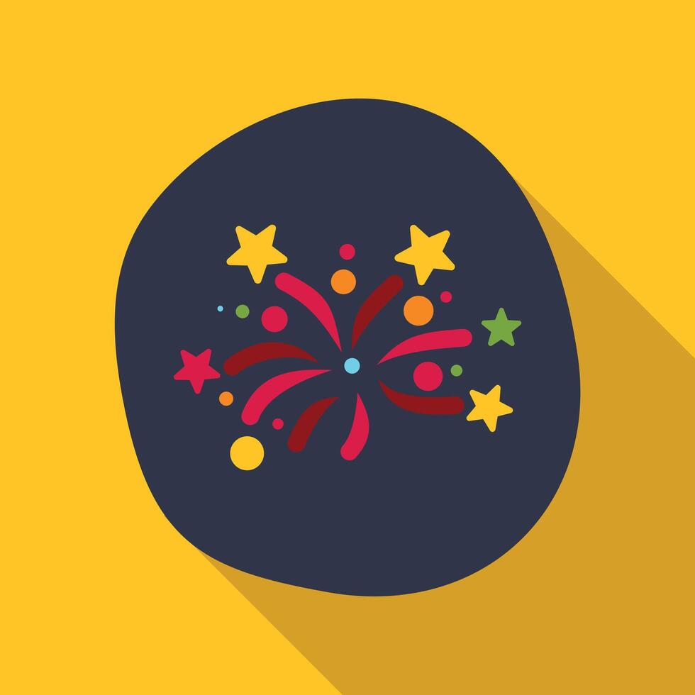 Flat icon celebrating fireworks exploding with colorful stars vector