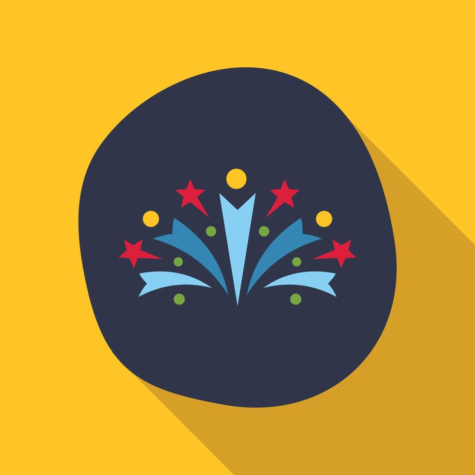 Fireworks exploding flat icon for celebration event vector