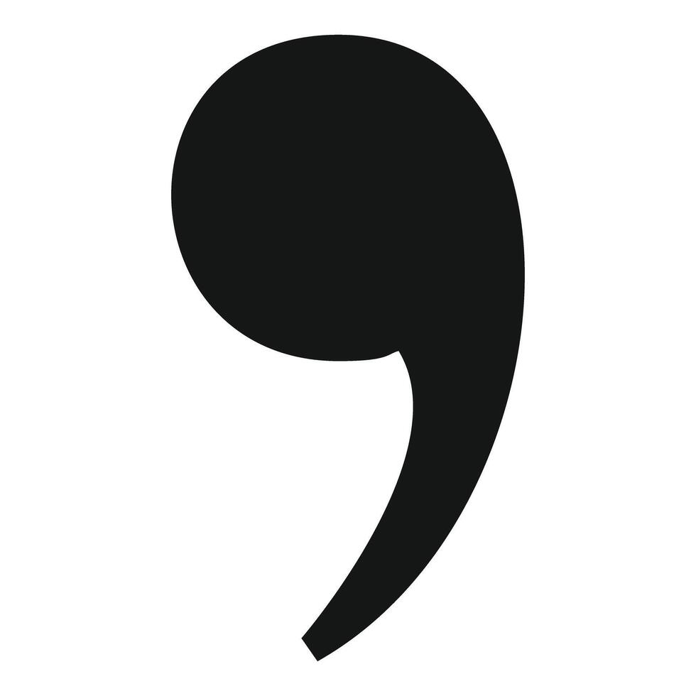 Black comma punctuation mark for grammar and text vector