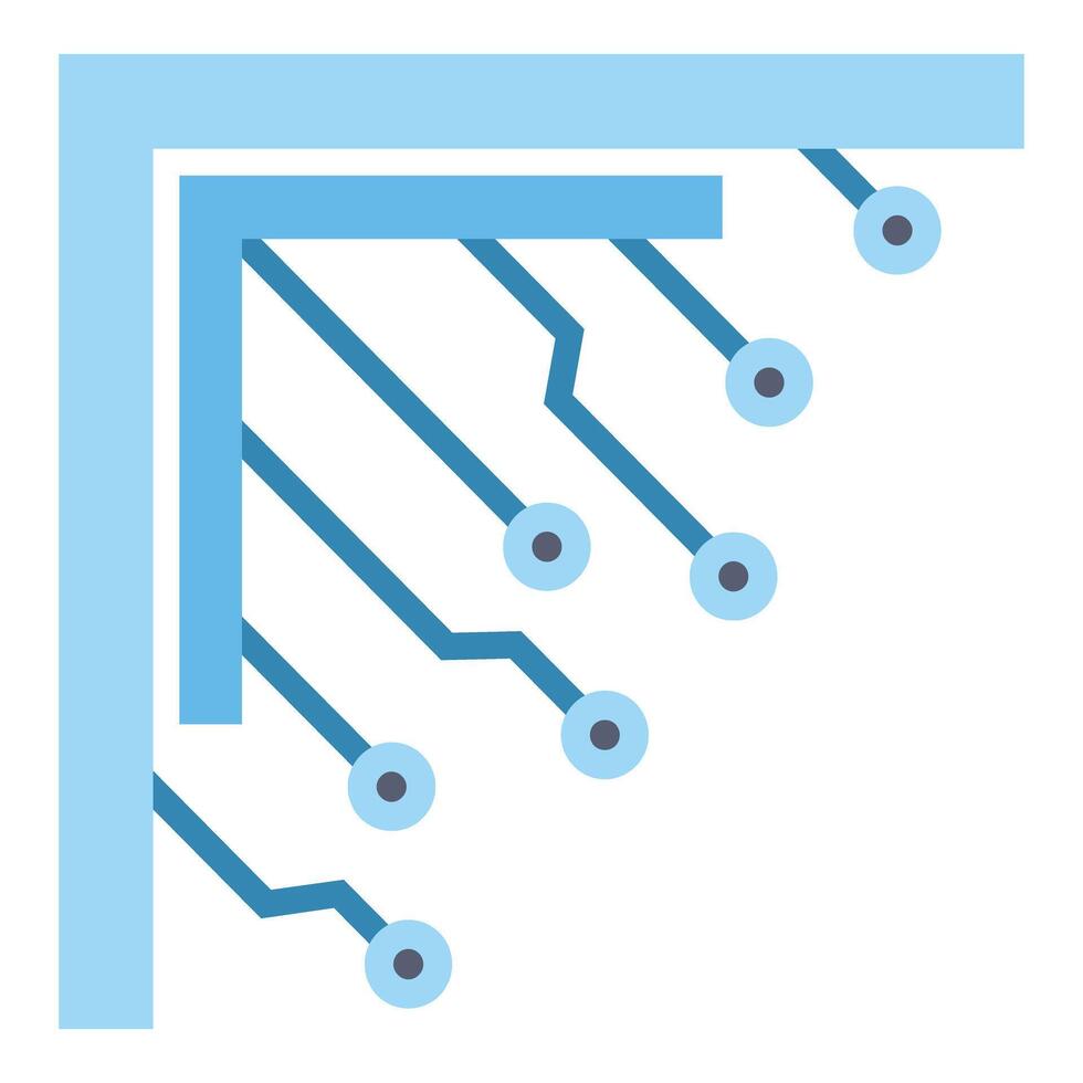 Circuit board connecting lines with digital nodes vector