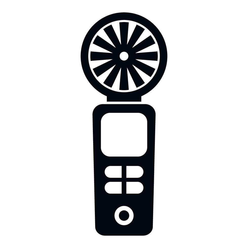 Handheld anemometer measuring wind speed and weather forecast vector