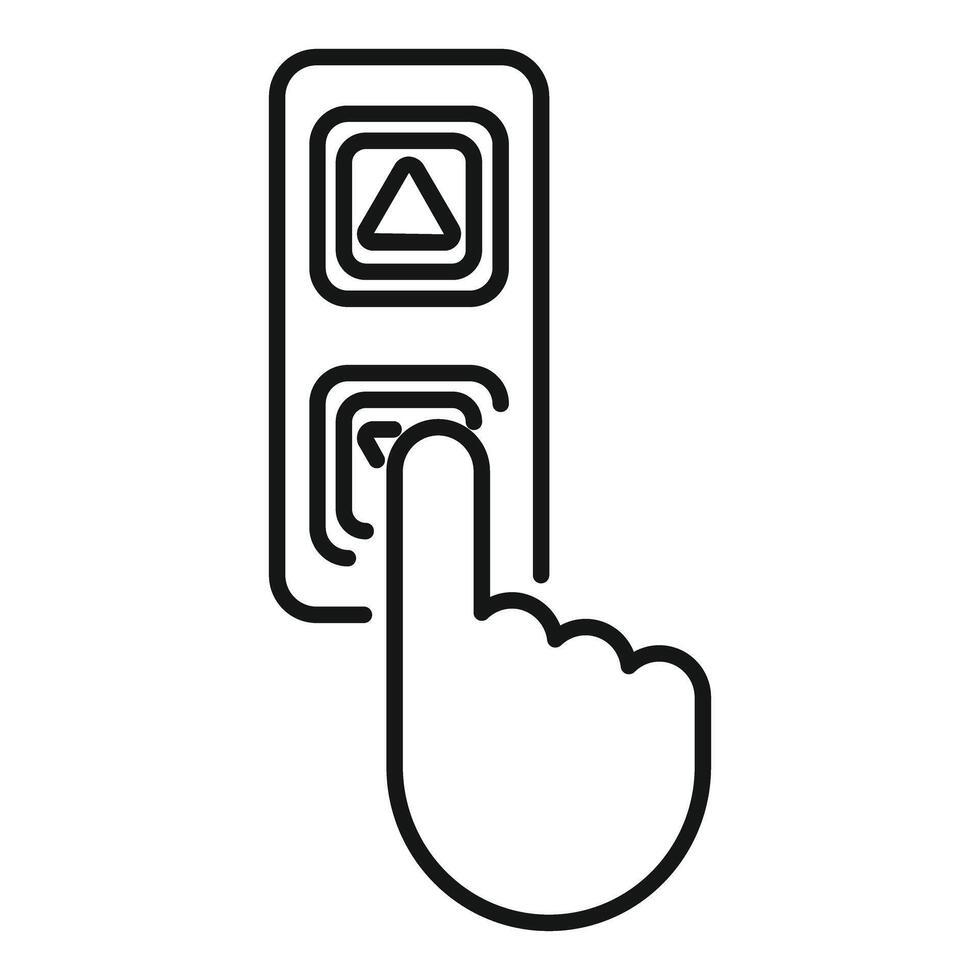 Hand pressing elevator call button going up vector