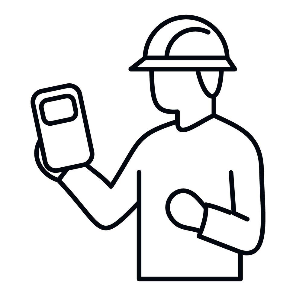 Construction worker inspecting progress using mobile phone vector