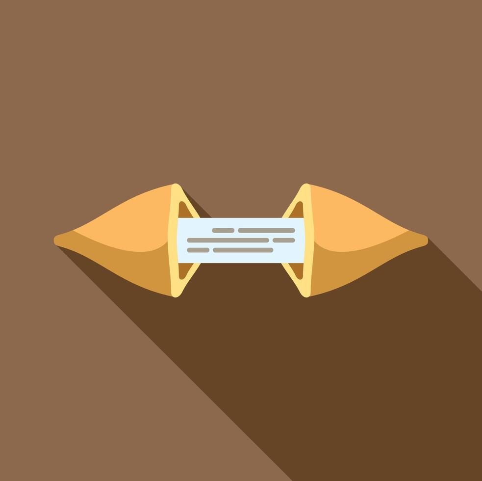 Fortune cookie broken open revealing message flat design vector