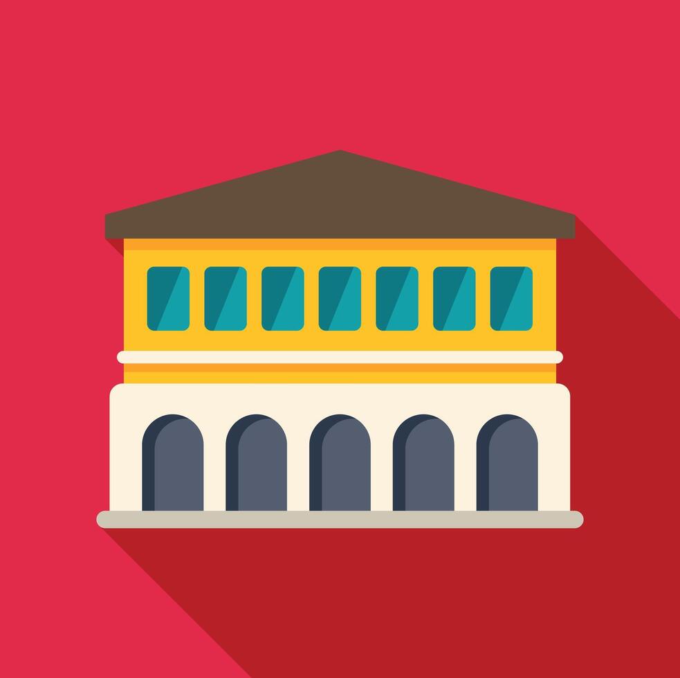 Building icon with flat design and long shadow vector