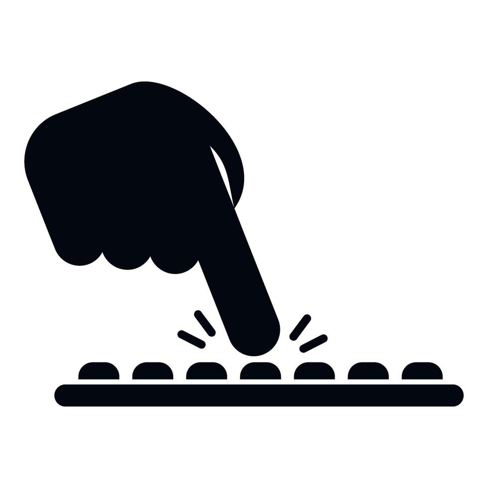 Hand finger typing on keyboard button icon vector