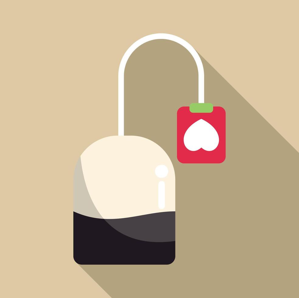 Teabag with heart icon on string flat design vector