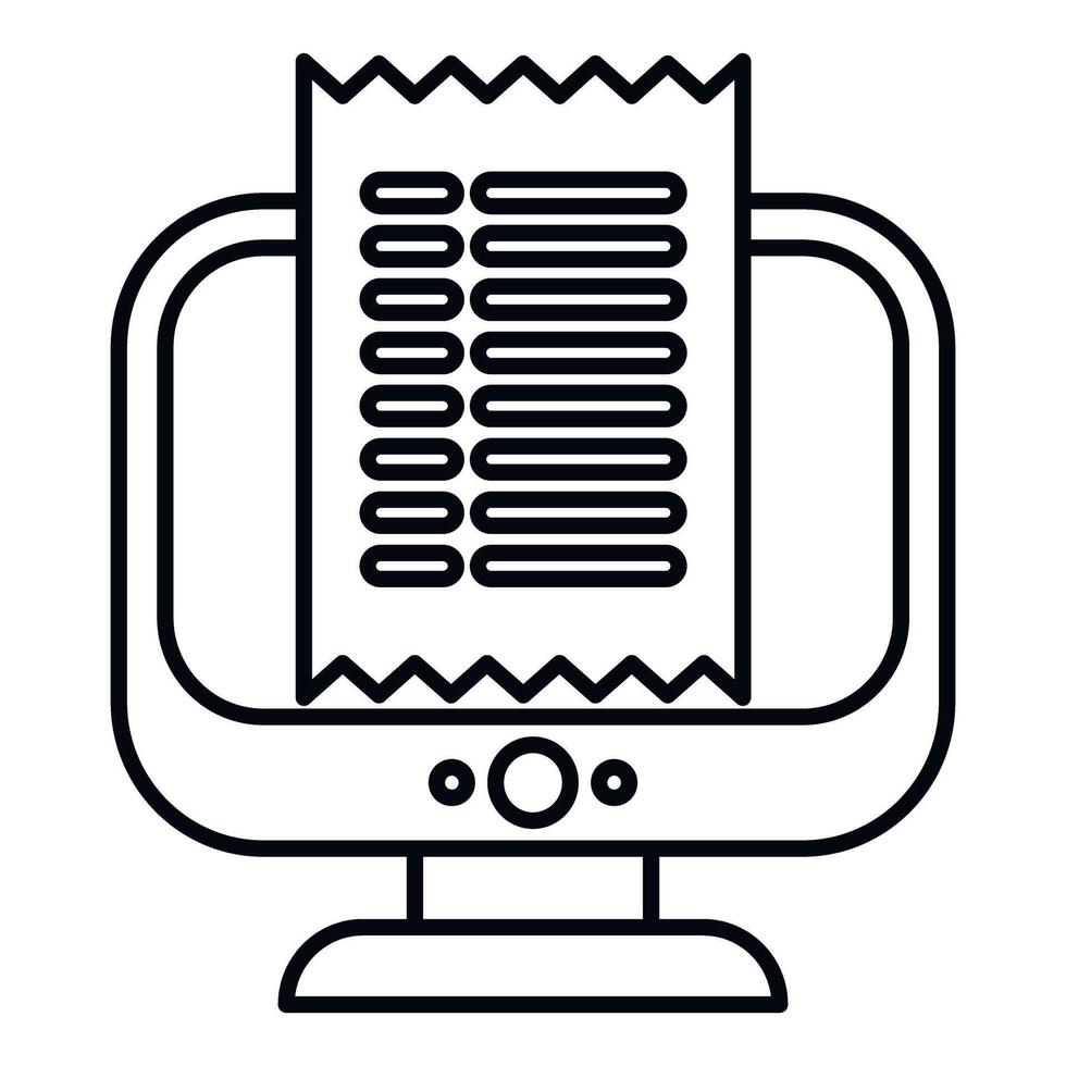 computadora monitor mostrando digital recibo para en línea transacción vector