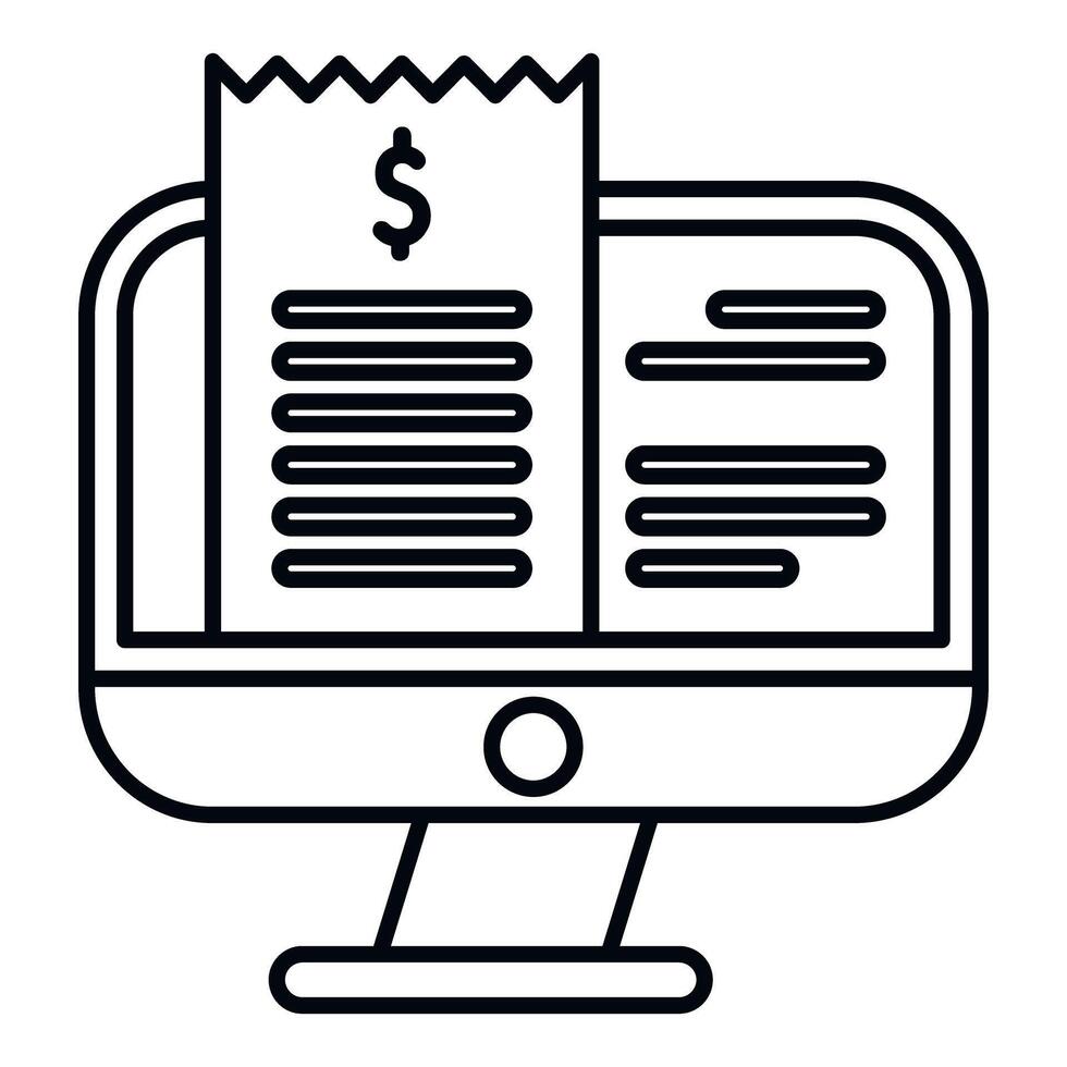 computadora monitor mostrando en línea digital recibo icono vector