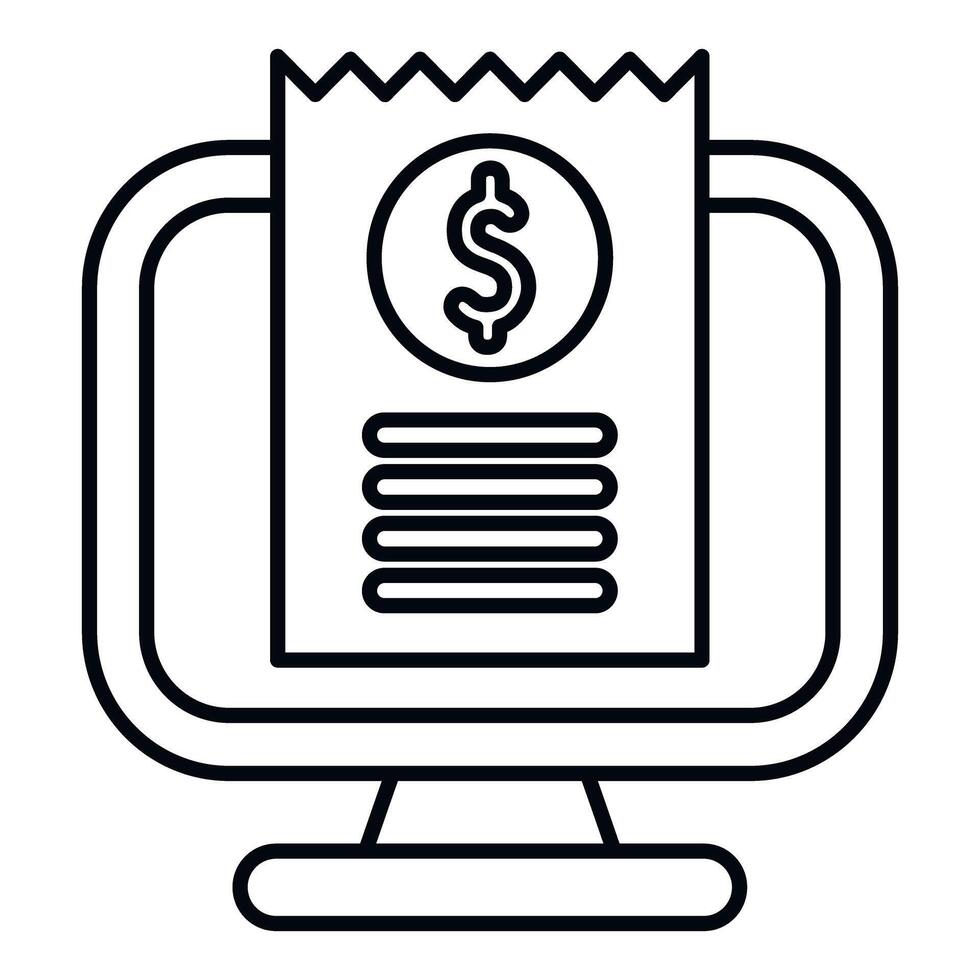 Online invoice appearing on computer monitor screen vector