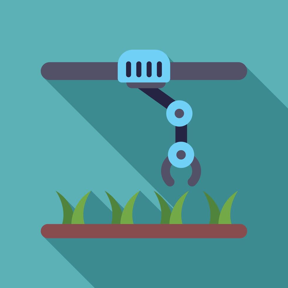Robot arm automating farming process for smart agriculture vector