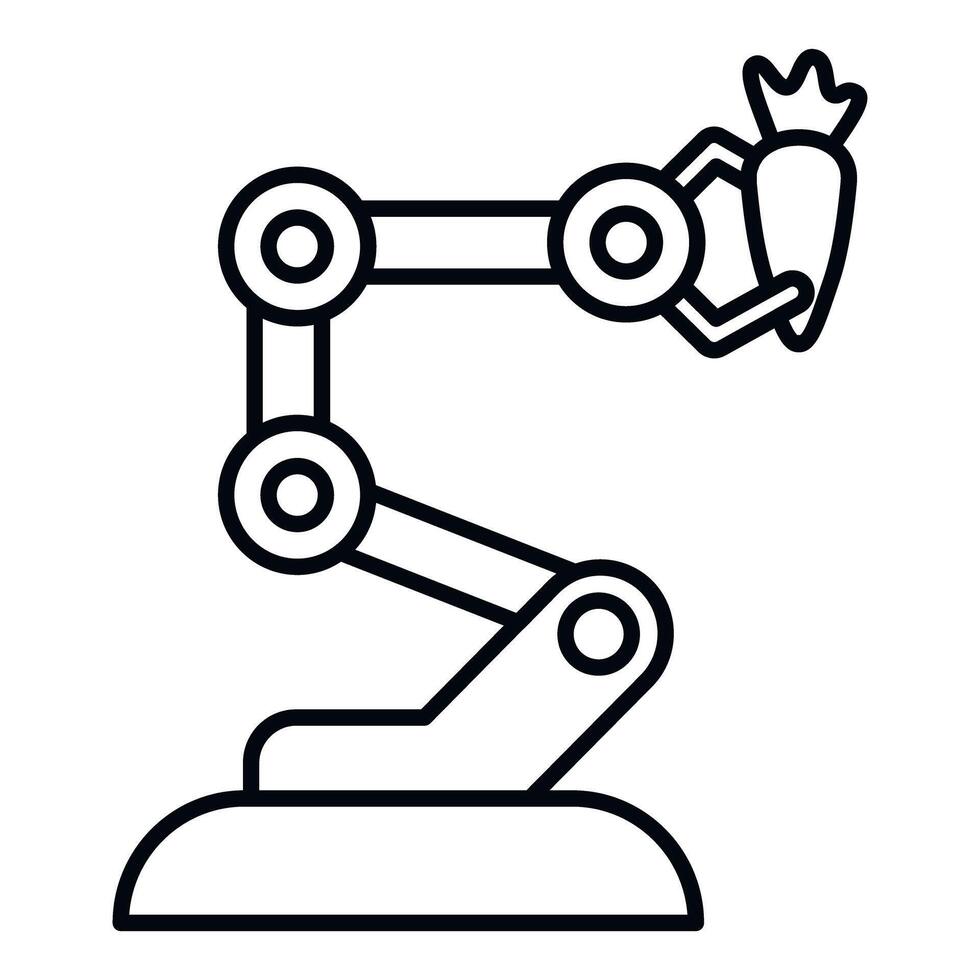 Robotic arm holding carrot representing farm automation vector