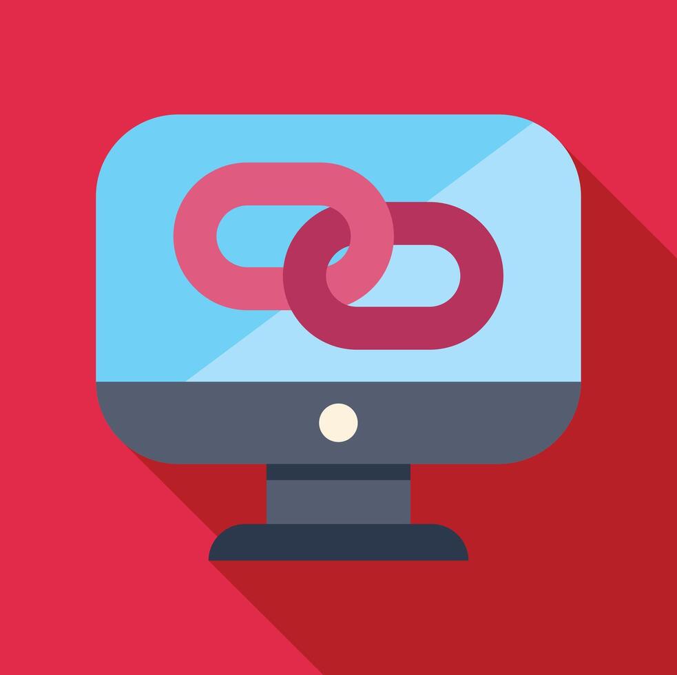 computadora monitor mostrando un enlace cadena símbolo vector