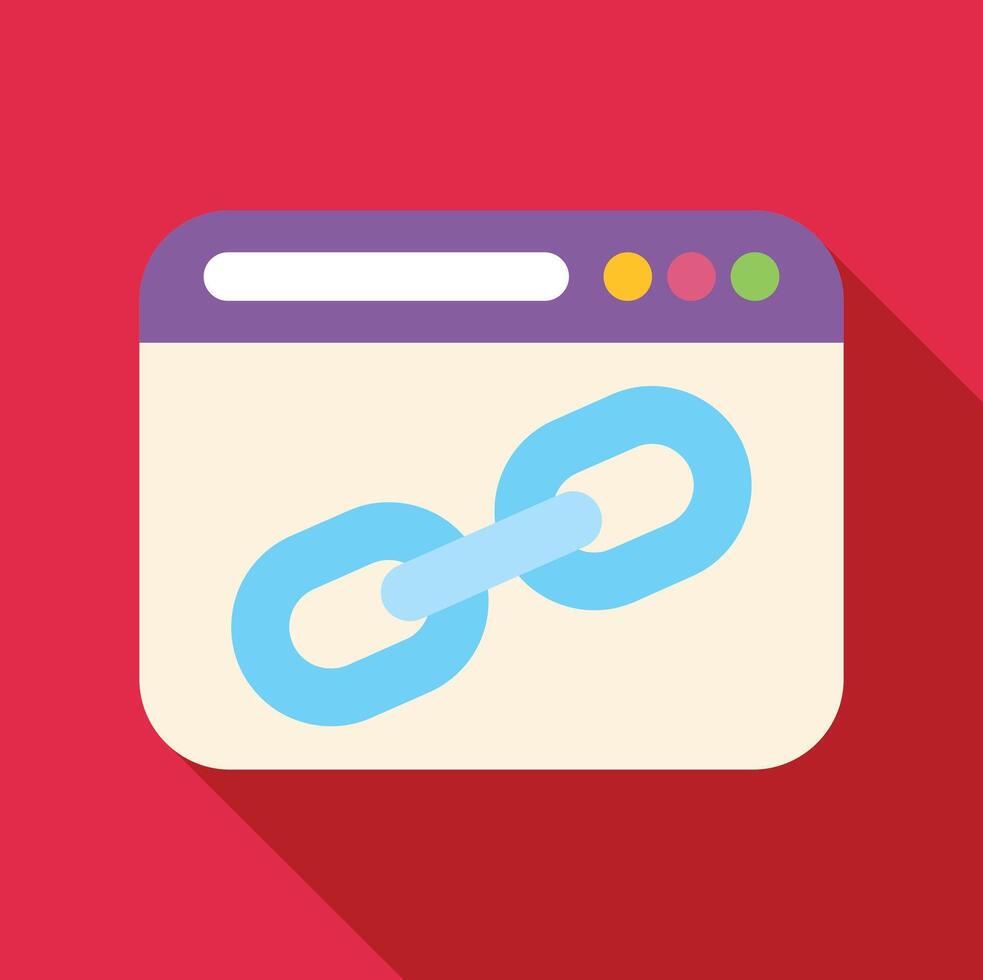 Web browser showing hyperlink chain icon vector