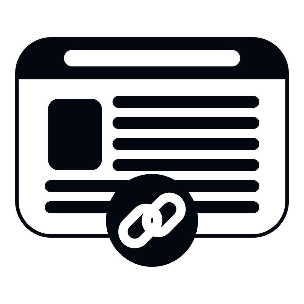 Webpage displaying content and an attached hyperlink vector