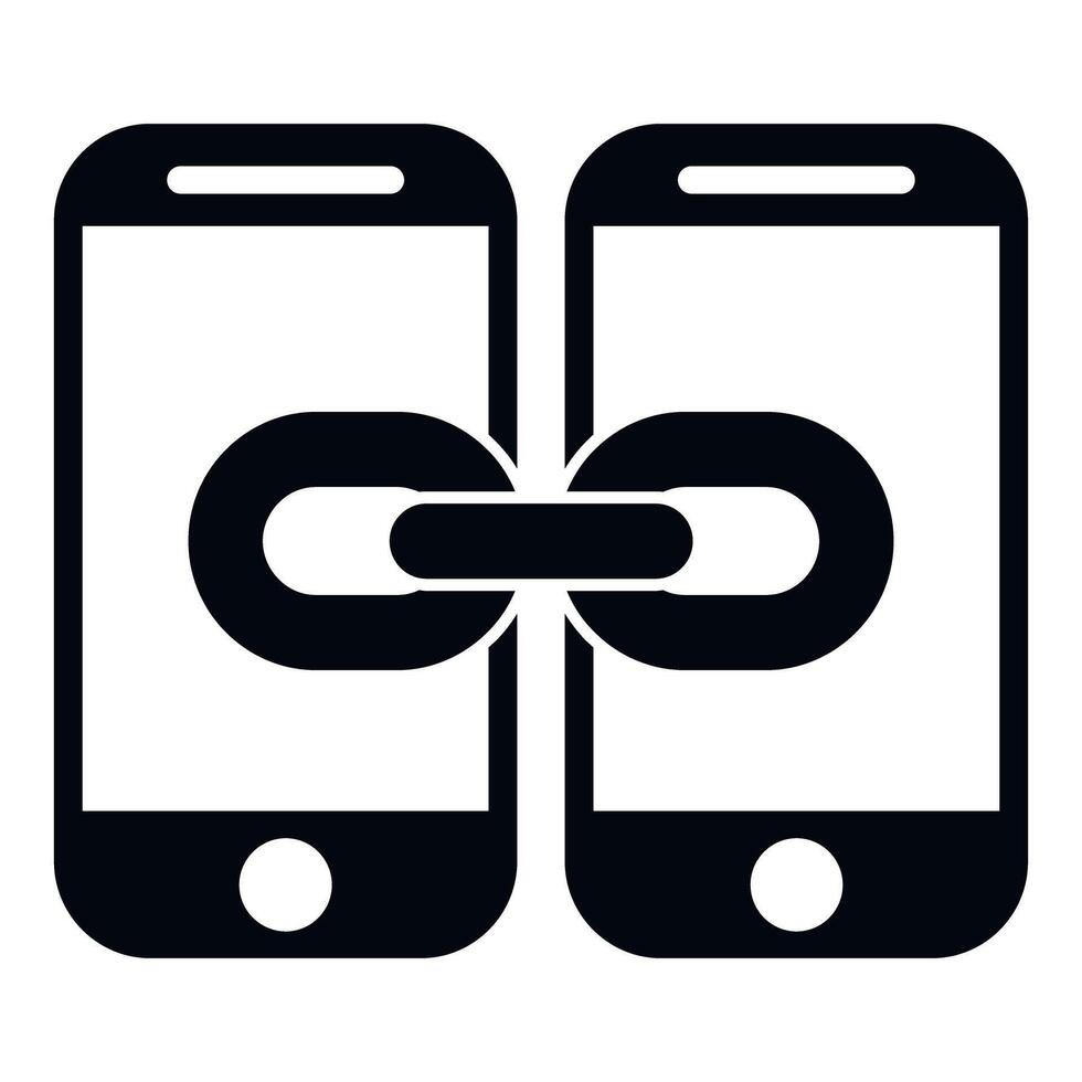 Smartphones linking, showing connection and data sharing vector