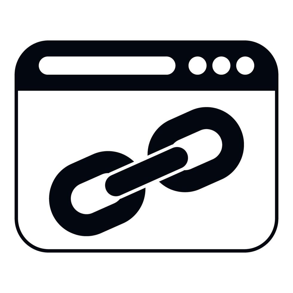 Web browser showing hyperlink chain link icon vector