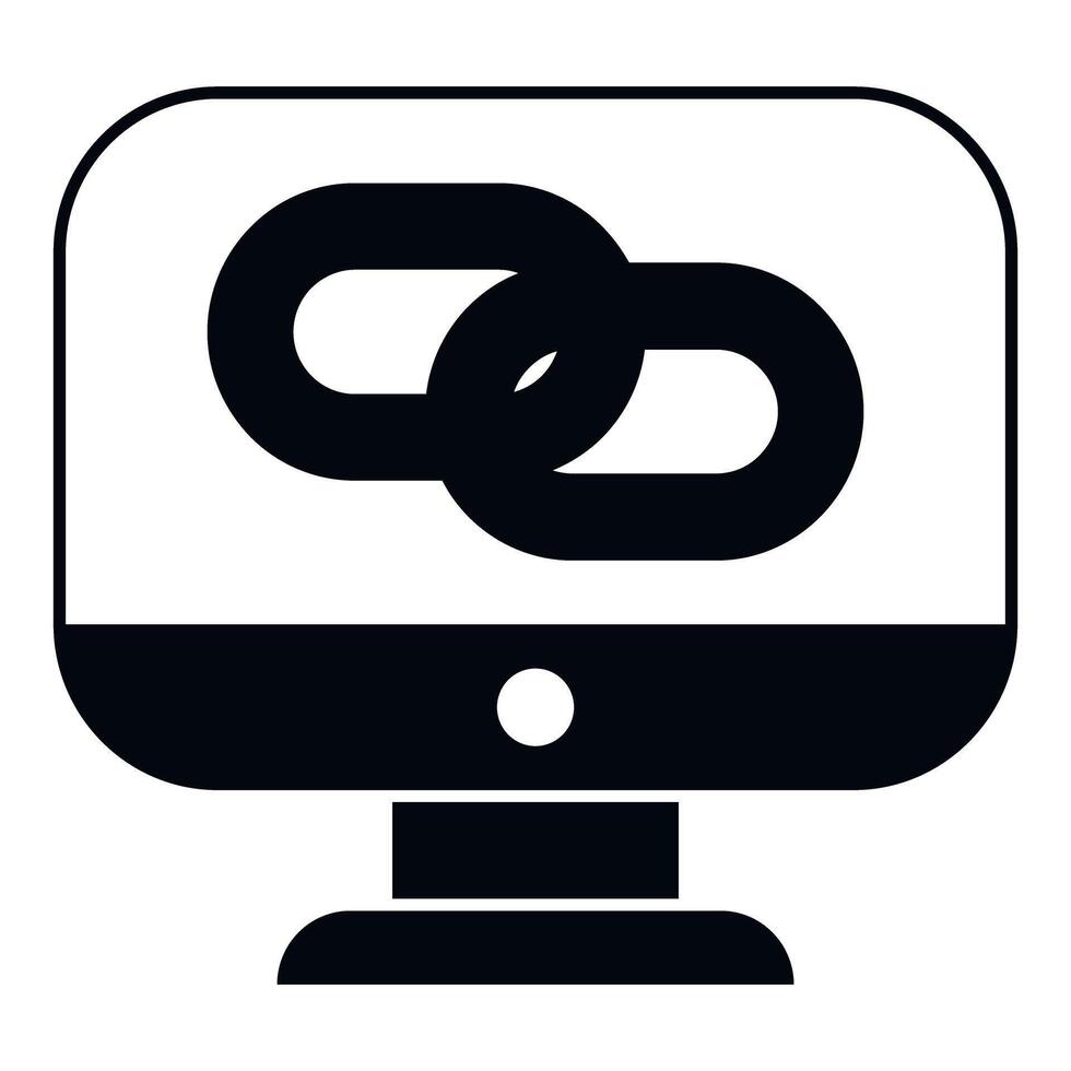 computadora monitor mostrando conectado cadena Enlaces icono vector